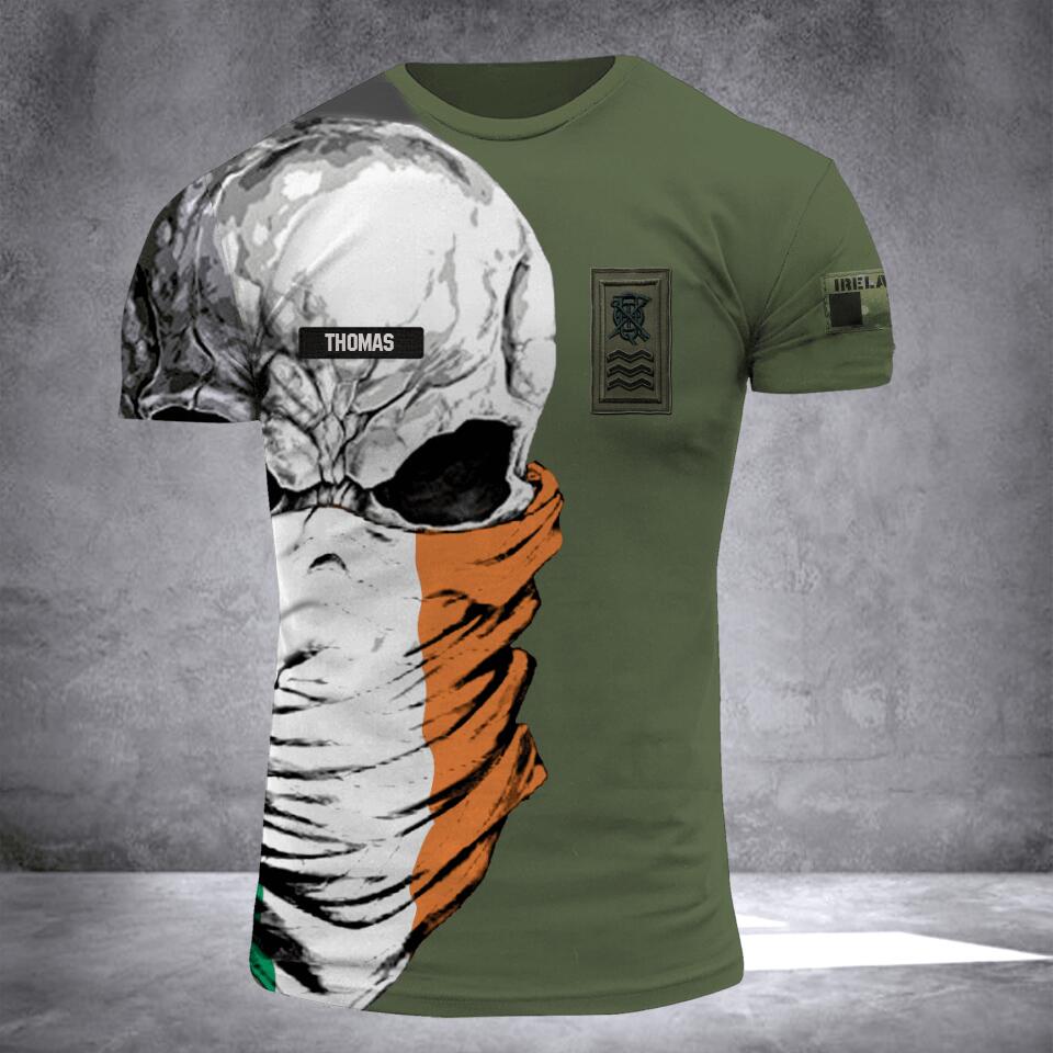 DH Personalized Ireland Skull Soldier/ Veteran Tshirt 3D Printed DHDT1307