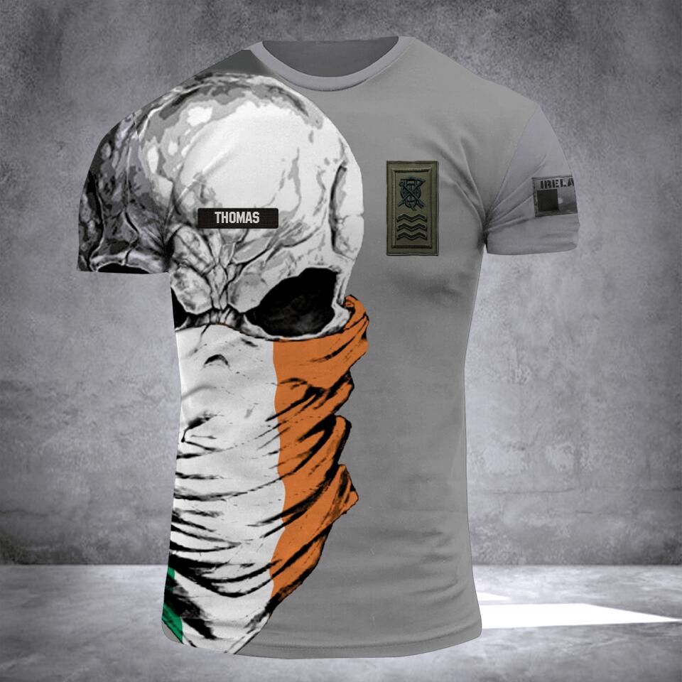 DH Personalized Ireland Skull Soldier/ Veteran Tshirt 3D Printed DHDT1307