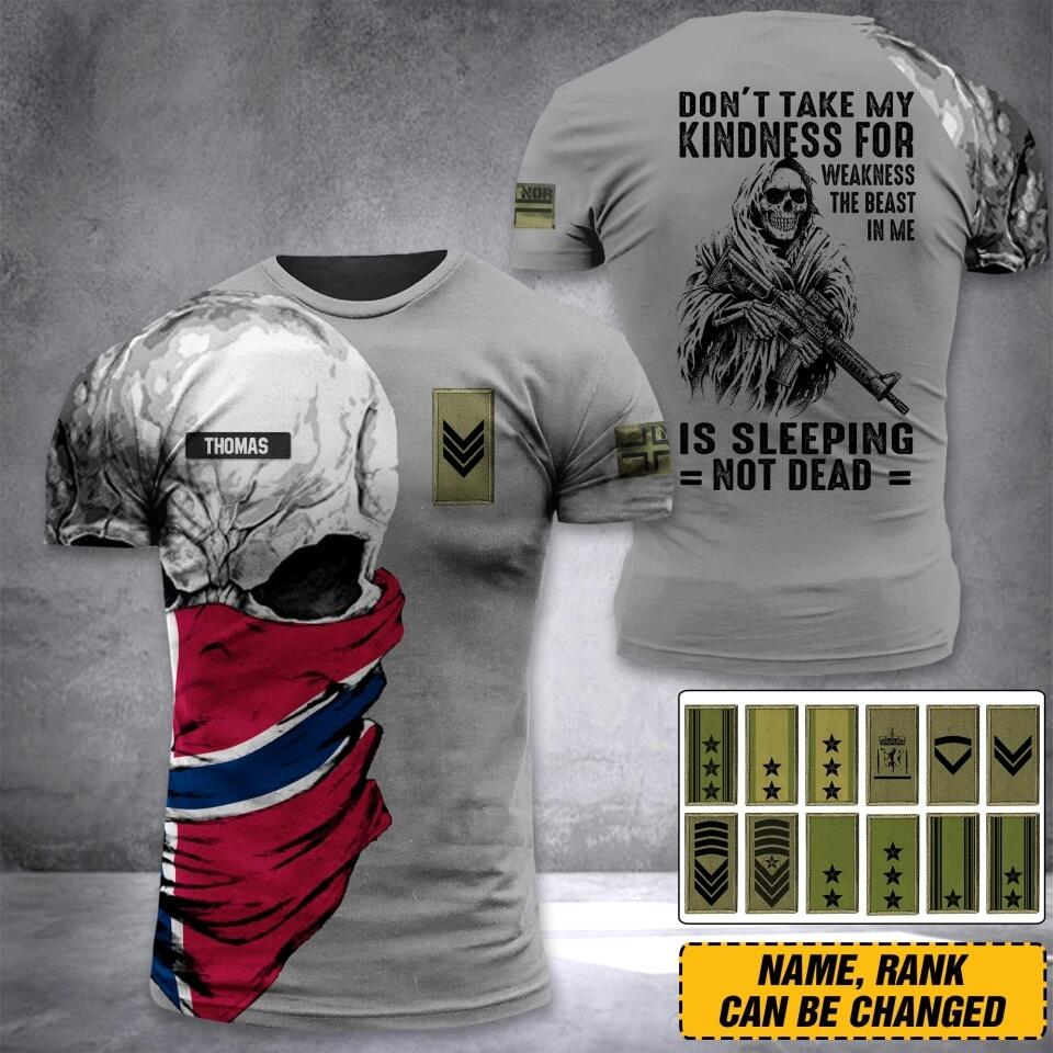 DH Personalized Norway Skull Soldier/ Veteran Tshirt 3D Printed DHDT1307