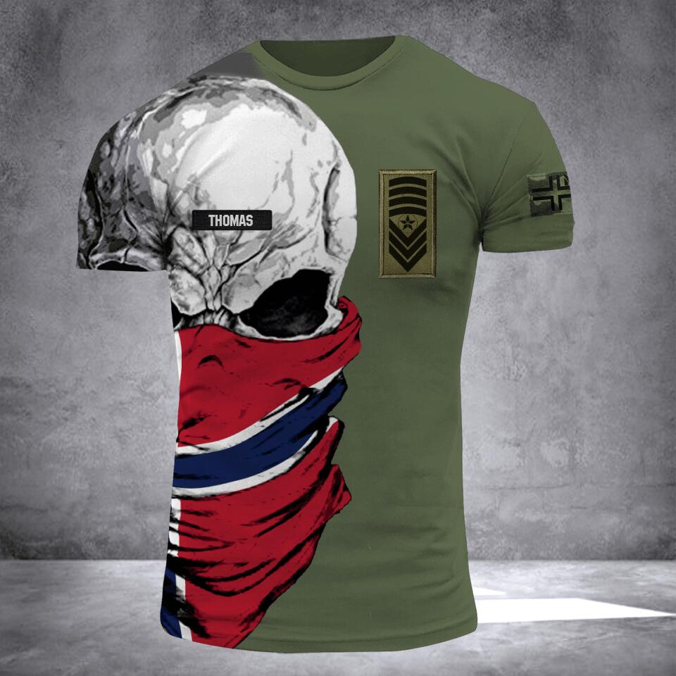 DH Personalized Norway Skull Soldier/ Veteran Tshirt 3D Printed DHDT1307