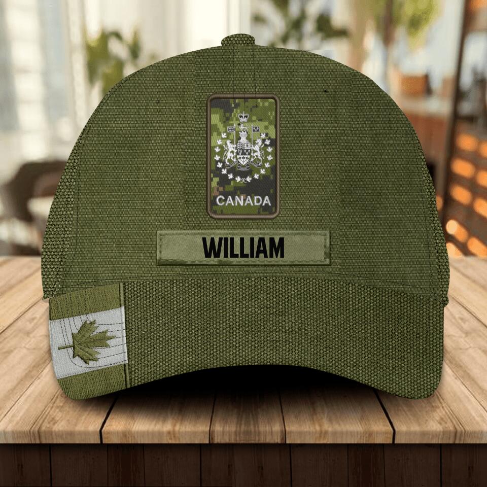 Personalized Canadian Veteran/ Solider Peaked Cap 3D Printed QTDT1607