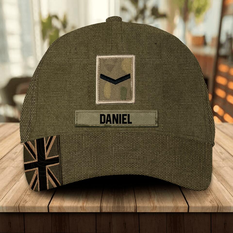 Personalized UK Veteran/ Solider Peaked Cap 3D Printed QTDT1607