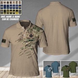 Personalized UK Veteran/ Solider Camo Polo Shirts 3D Printed QTDT1607