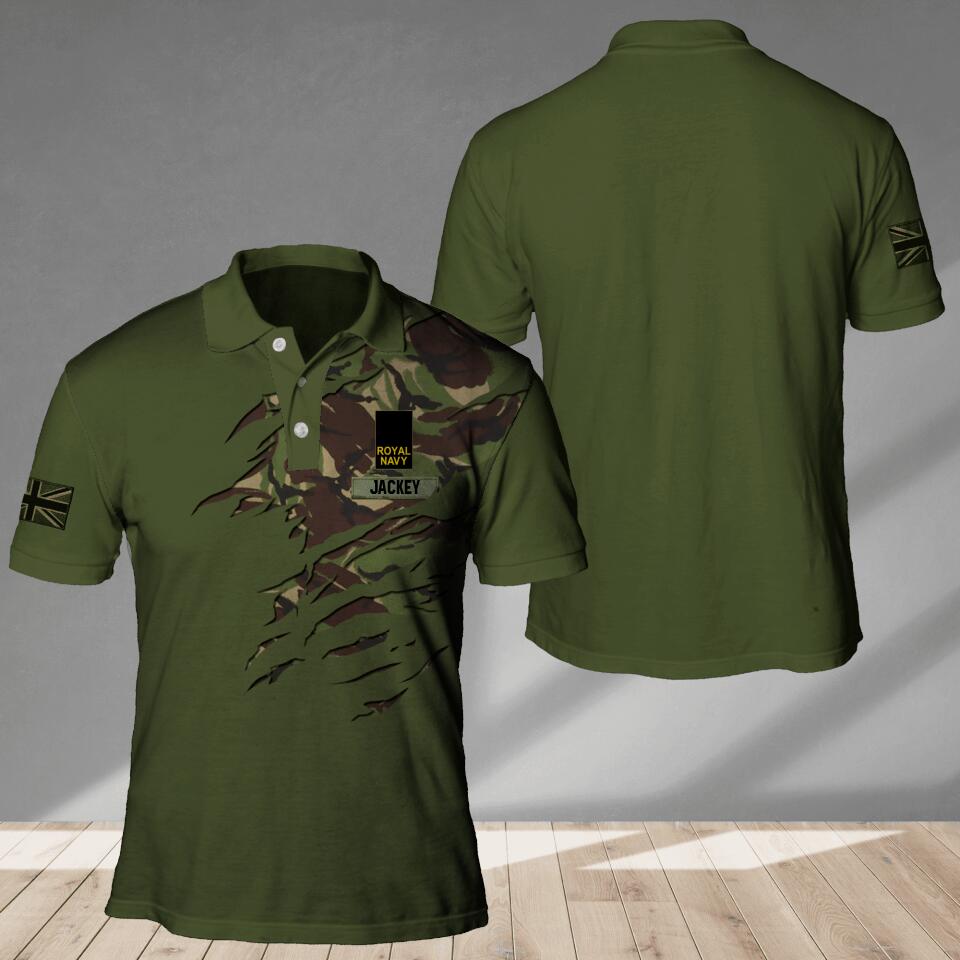 Personalized UK Veteran/ Solider Camo Polo Shirts 3D Printed QTDT1607