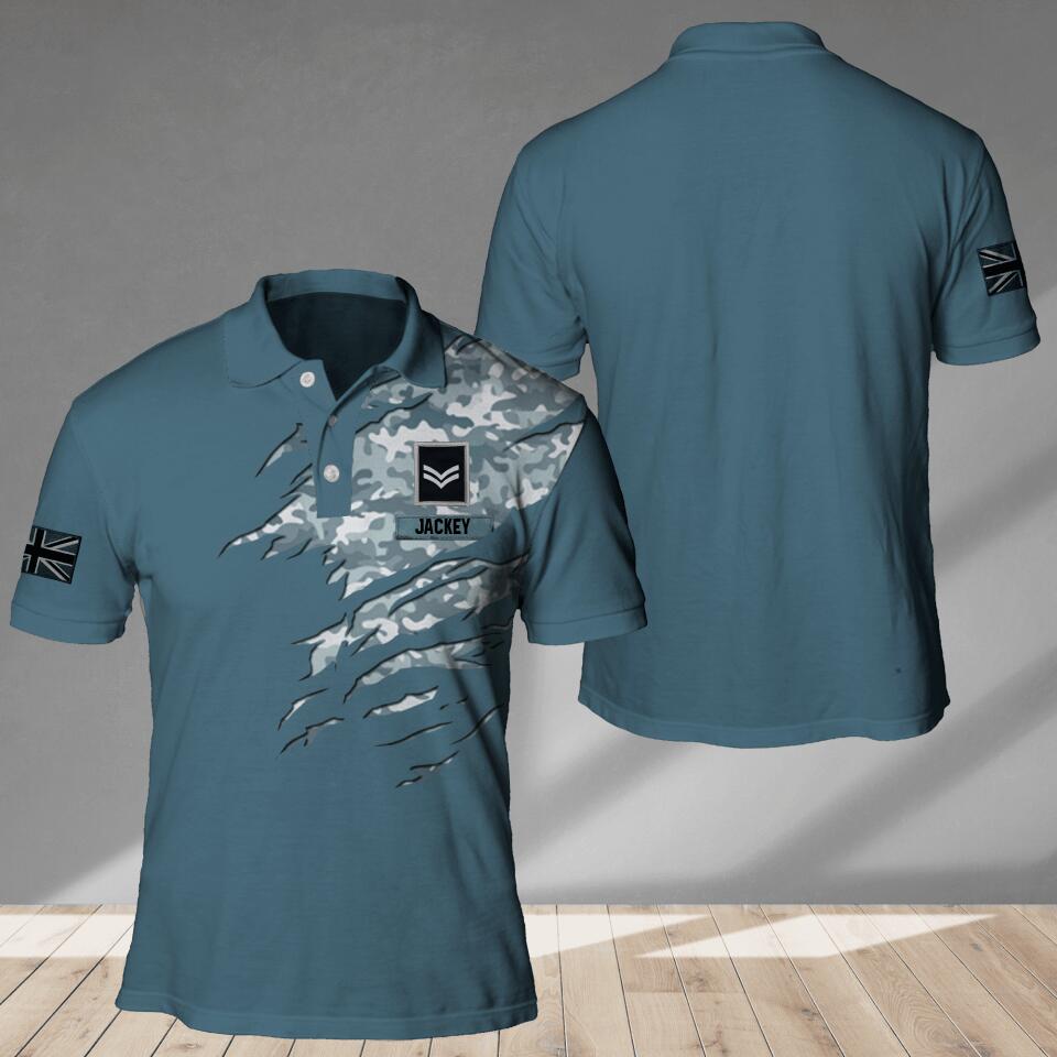 Personalized UK Veteran/ Solider Camo Polo Shirts 3D Printed QTDT1607