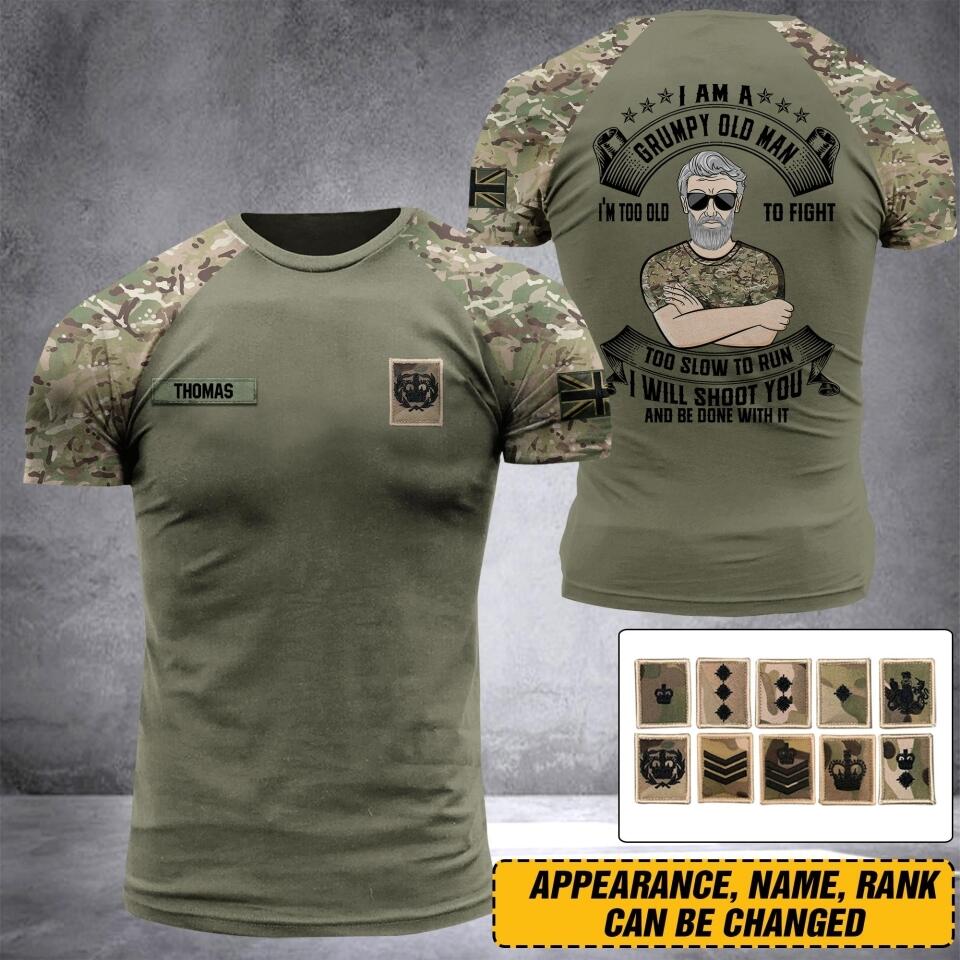 Personalized United Kingdom Oldman Soldier/ Veteran Tshirt 3D Printed DHDT1607