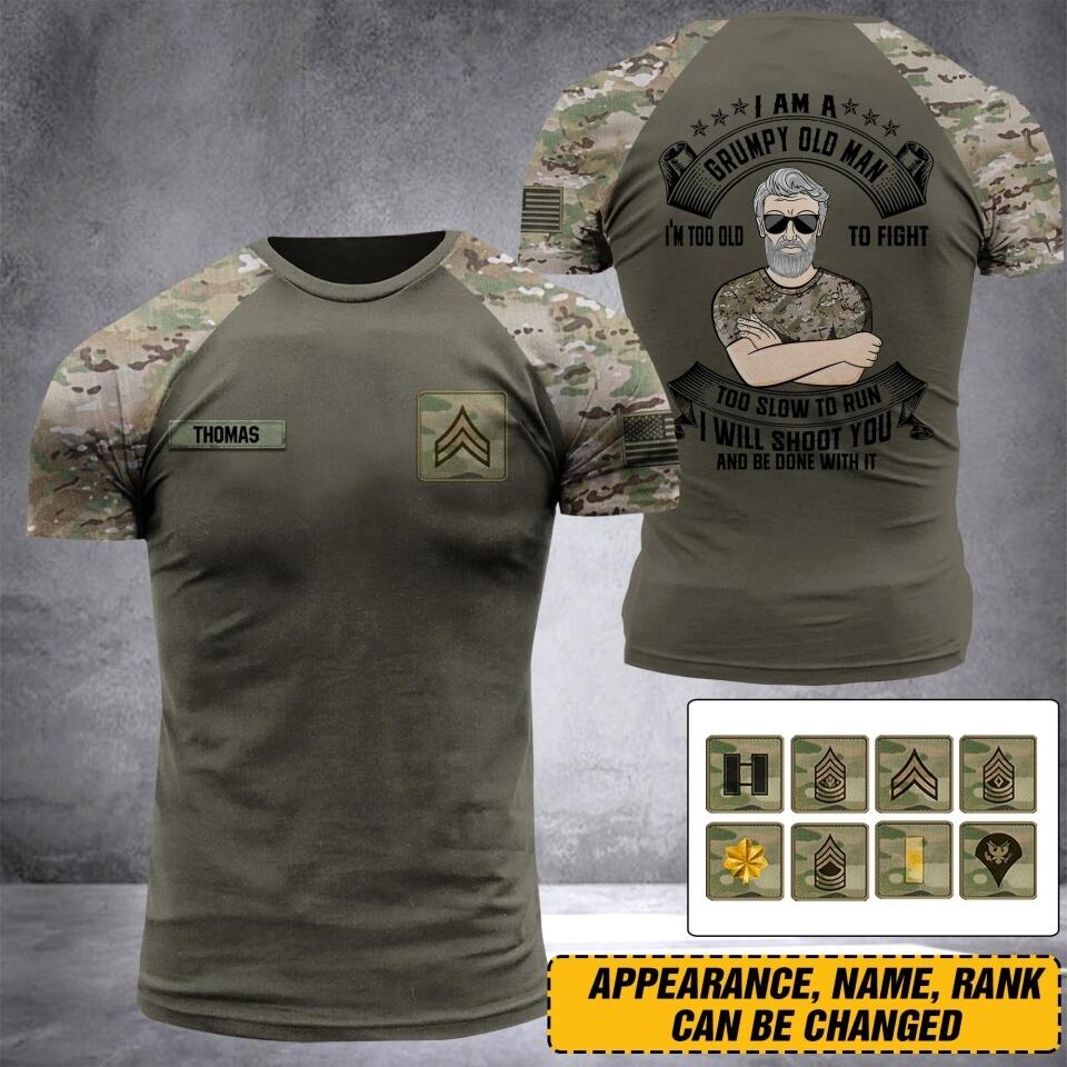 Personalized United State Oldman Soldier/ Veteran Tshirt 3D Printed DHDT1607