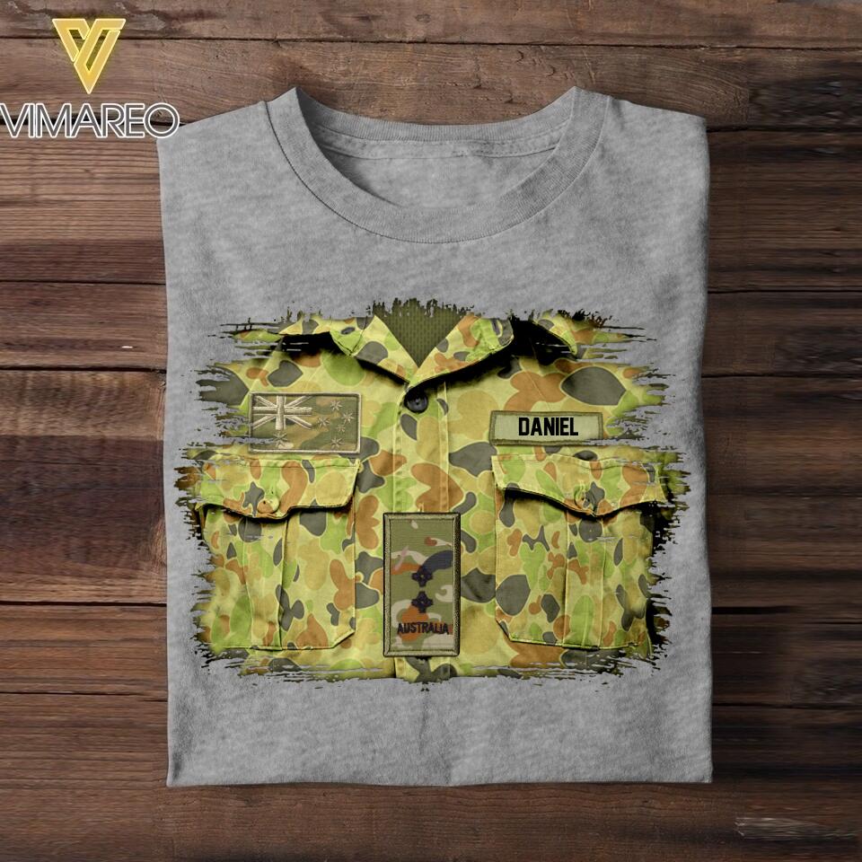 Personalized Australian Veterans/Soldier Tshirt Printed 22JUY-HQ16