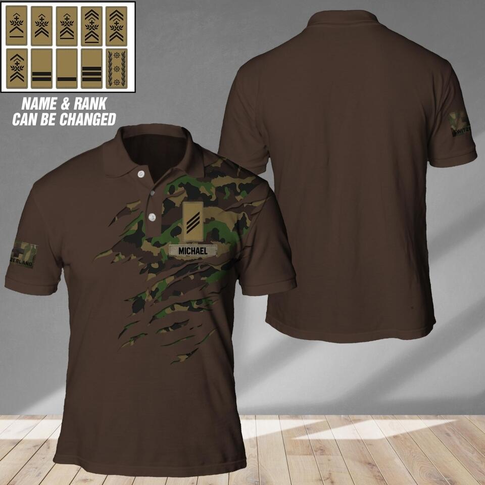 Personalized Swiss Veteran/ Solider Camo Polo Shirts 3D Printed QTDT1807