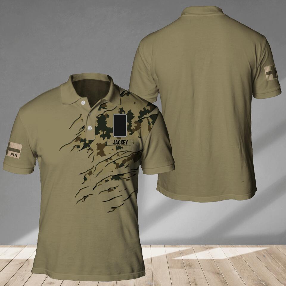 Personalized Finland Veteran/ Solider Camo Polo Shirts 3D Printed QTDT1807