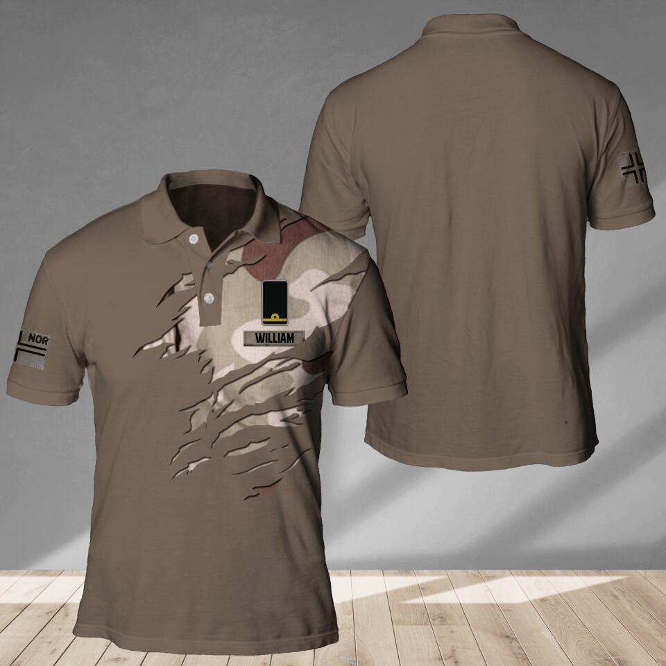 Personalized Norway Veteran/ Solider Camo Polo Shirts 3D Printed QTDT1807