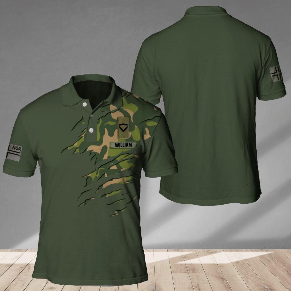 Personalized Norway Veteran/ Solider Camo Polo Shirts 3D Printed QTDT1807
