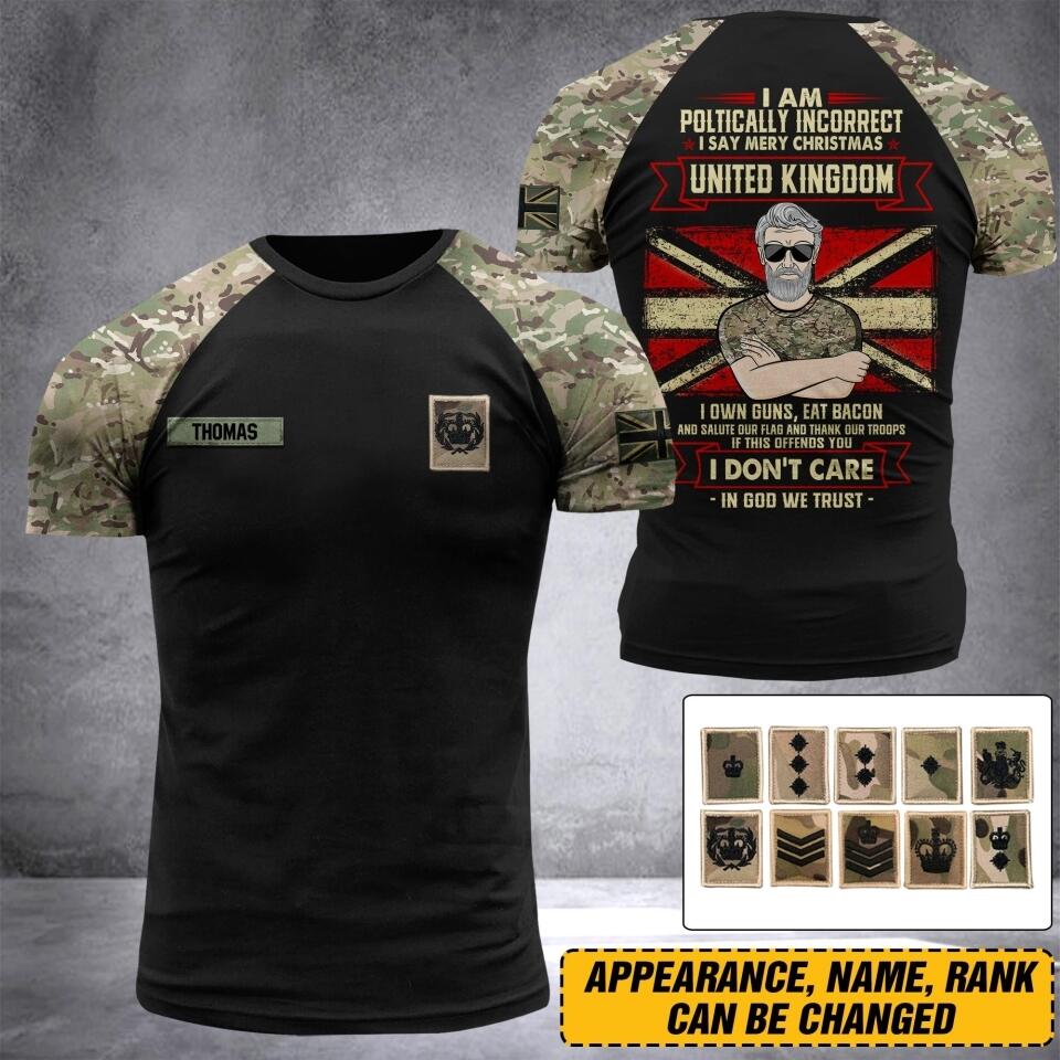 Personalized UNITED KINGDOM Oldman Soldier/ Veteran Tshirt 3D Printed DHDT1807