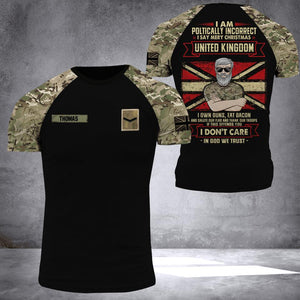 Personalized UNITED KINGDOM Oldman Soldier/ Veteran Tshirt 3D Printed DHDT1807