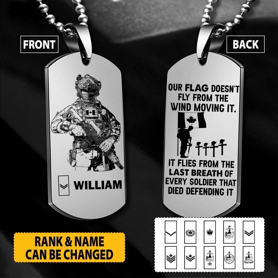 Personalized Canadian Soldier/Veterans Necklaces Printed 22JUY-HY18