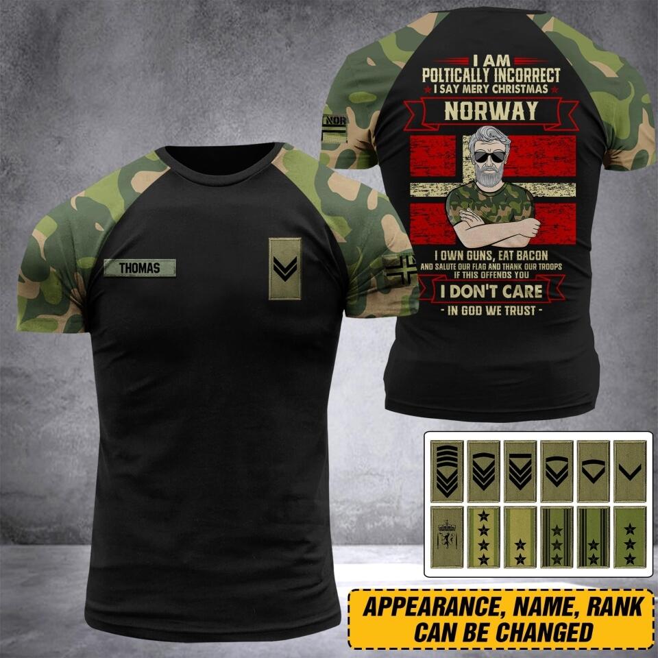 Personalized NORWAY Oldman Soldier/ Veteran Tshirt 3D Printed DHDT1807