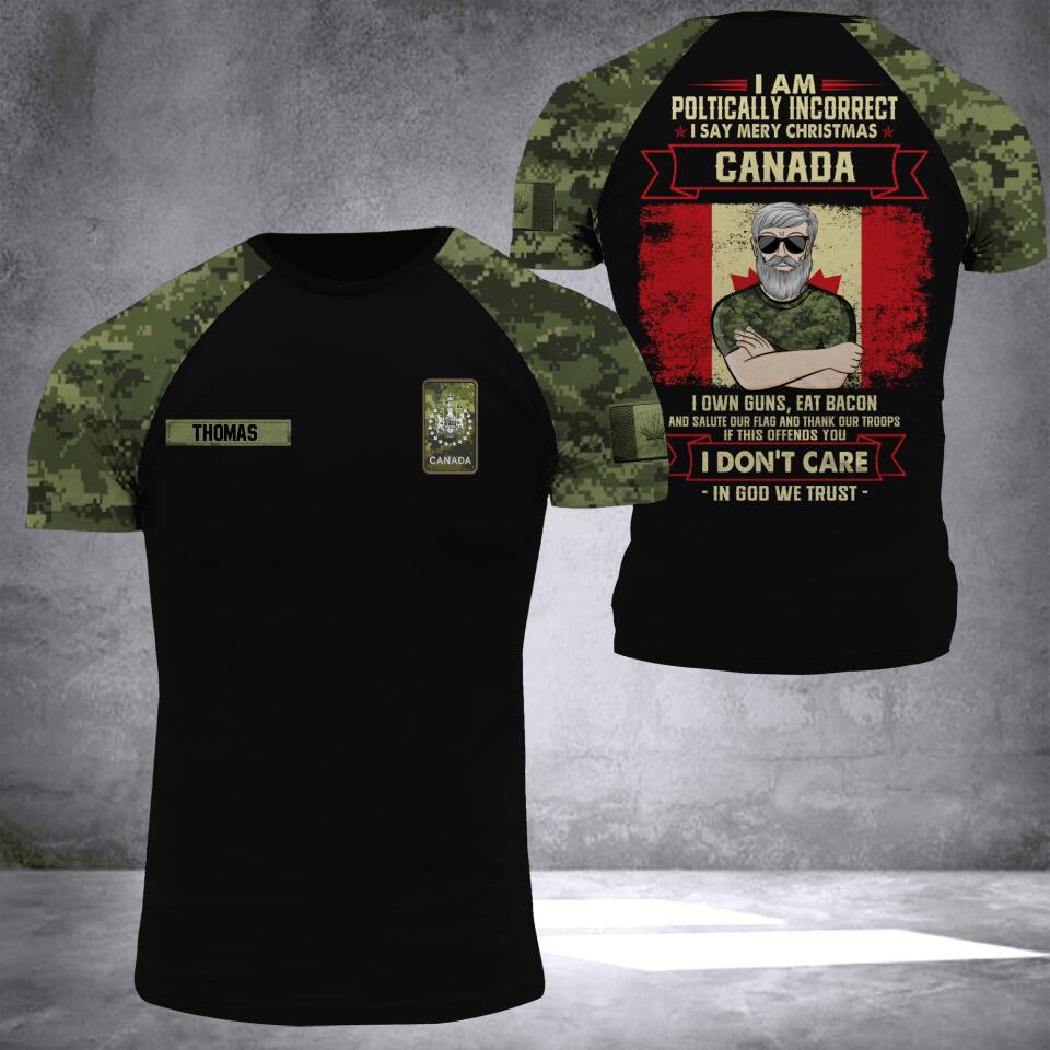 Personalized CANADA Oldman Soldier/ Veteran Tshirt 3D Printed DHDT1807