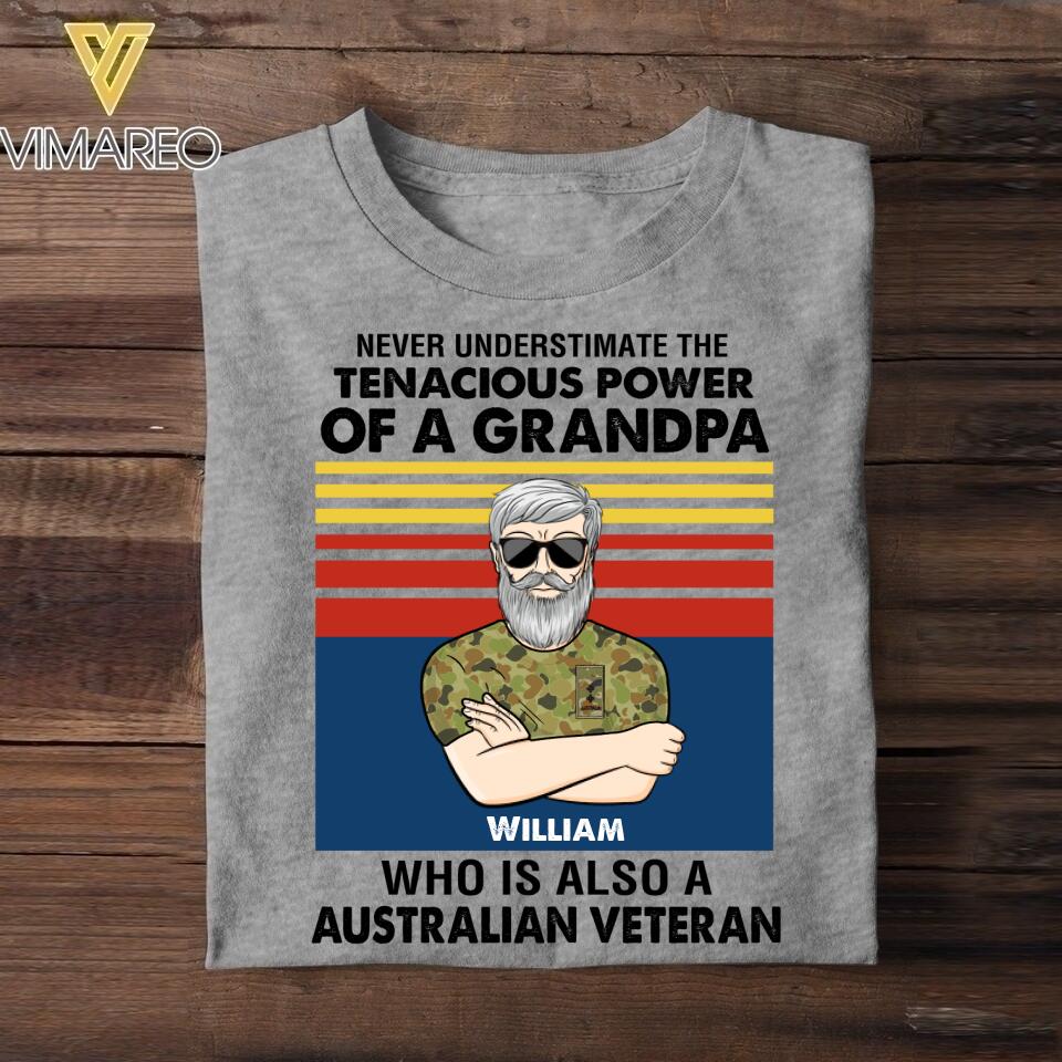 Personalized Australian Veterans/Soldier Tshirt Printed 22JUY-HC18