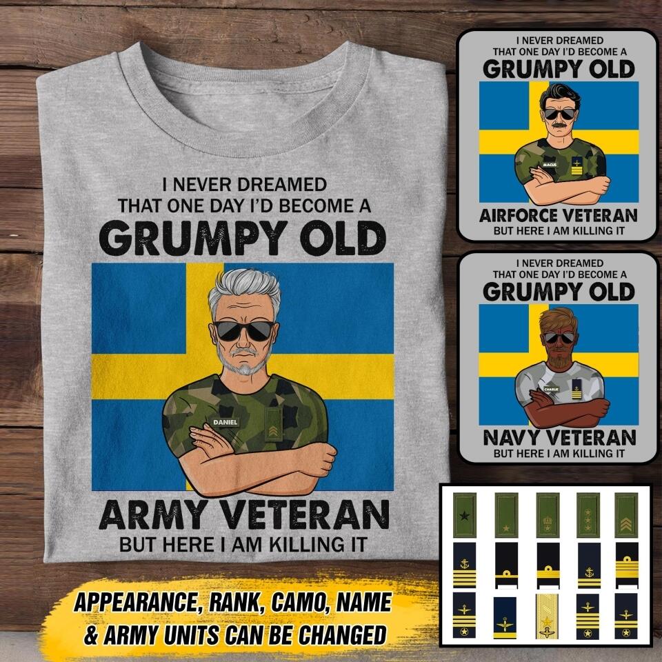 Personalized Swedish Veterans/Soldier Tshirt Printed 22JUY-HY18