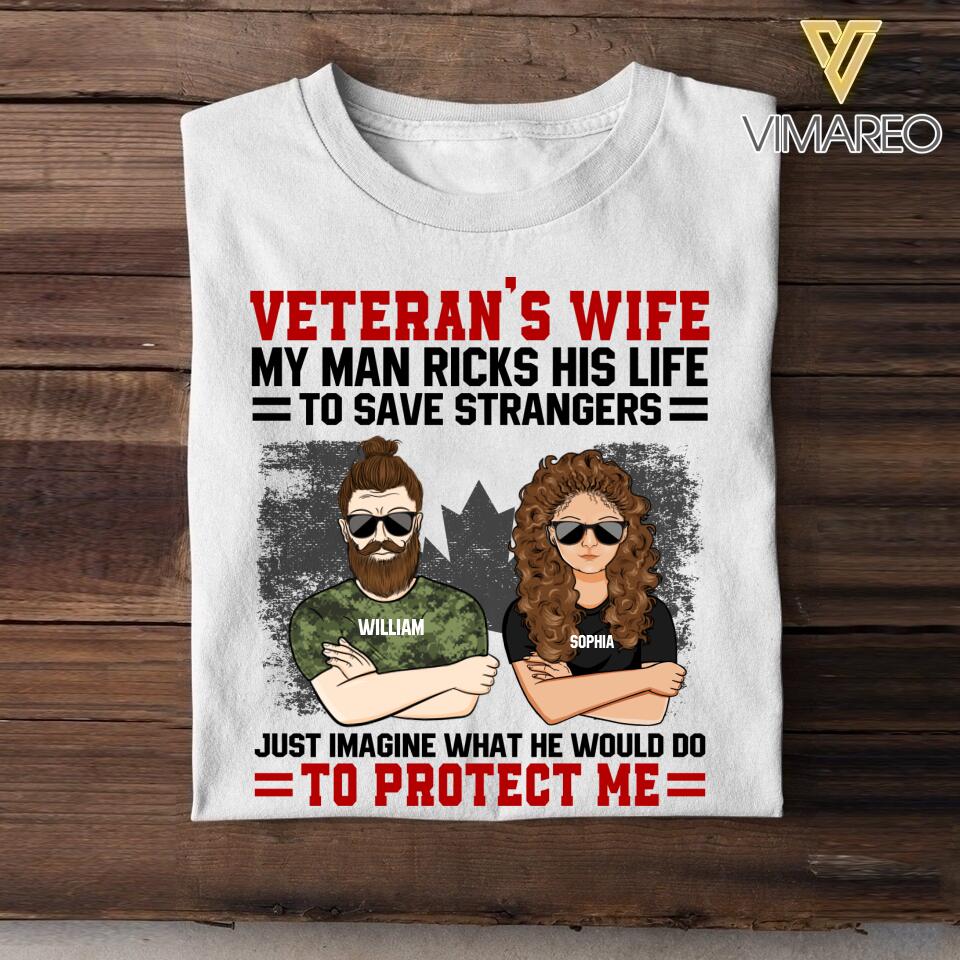 Personalized Canadian Veterans's Wife  Tshirt Printed QTDT1807