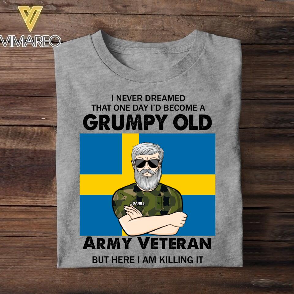 Personalized Swedish Veterans/Soldier Tshirt Printed 22JUY-HY18