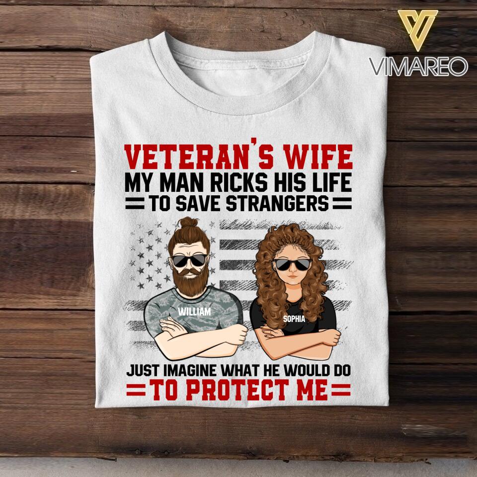 Personalized US Veterans's Wife  Tshirt Printed QTDT1807