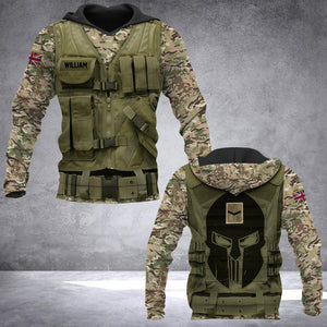 Personalized UK Veteran/ Solider Camo Hoodie 3D Printed DHHQ1807