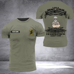 Personalized German I Am A Grumpy Veteran Oldman Soldier/ Veteran Tshirt 3D Printed DHHQ1807