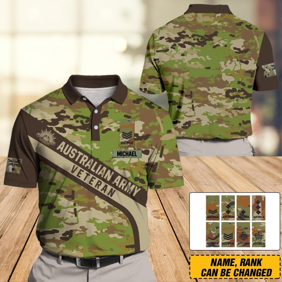 Personalized Australia Army Veteran Polo Shirts 3D Printed DHDT1907