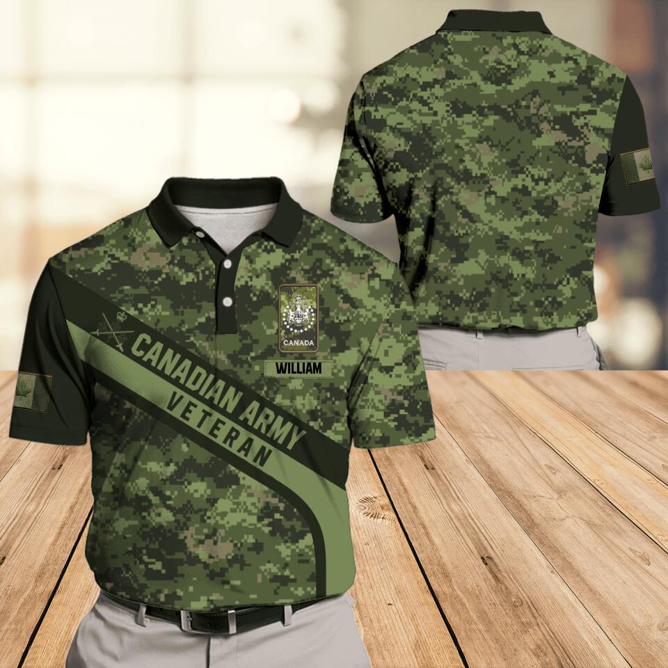 Personalized Canadian Army Veteran Polo Shirts 3D Printed DHDT1907