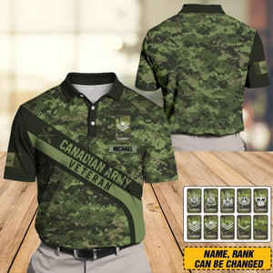 Personalized Canadian Army Veteran Polo Shirts 3D Printed DHDT1907