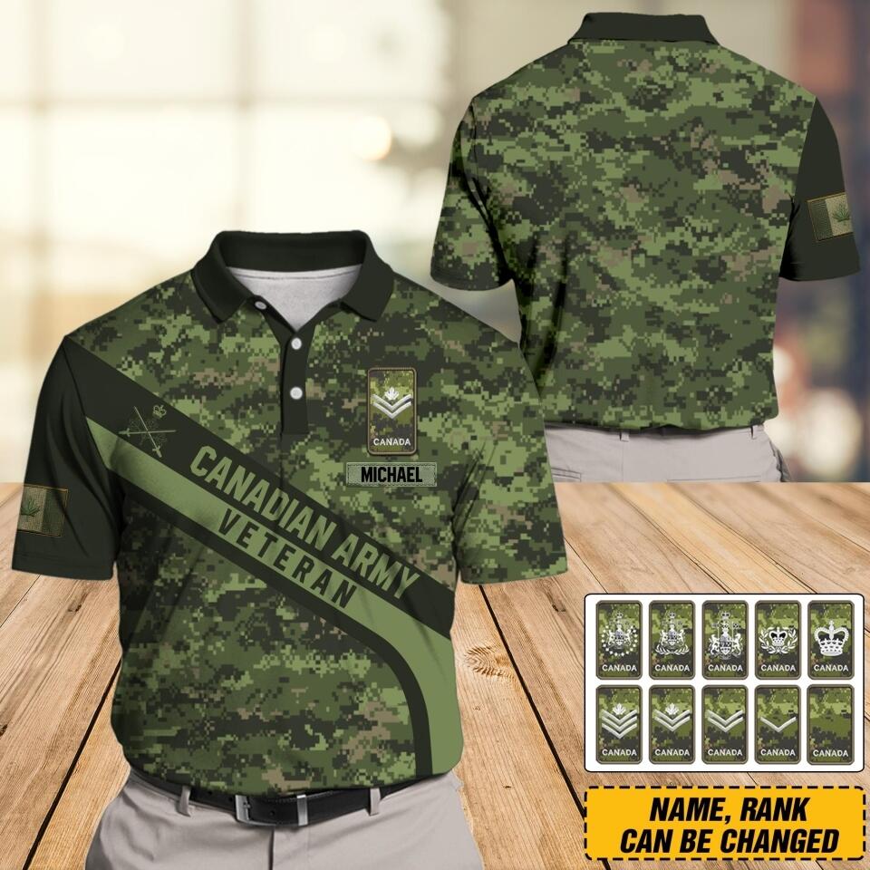 Personalized Canadian Army Veteran Polo Shirts 3D Printed DHDT1907