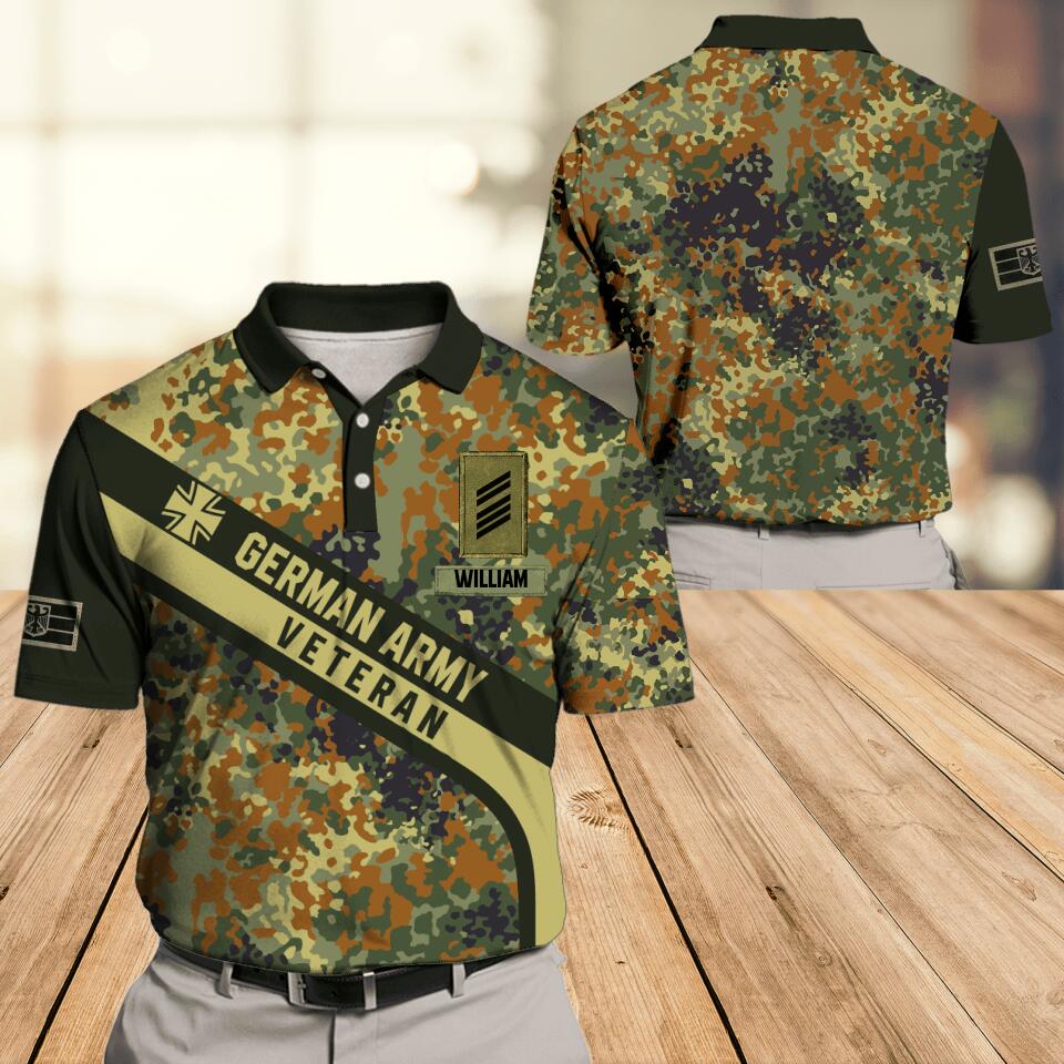 Personalized German Army Veteran Polo Shirts 3D Printed DHDT1907