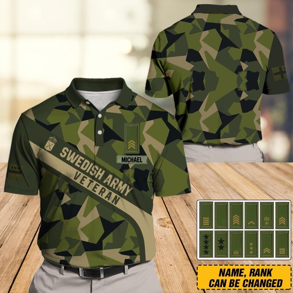 Personalized Swedish Army Veteran Polo Shirts 3D Printed DHDT1907