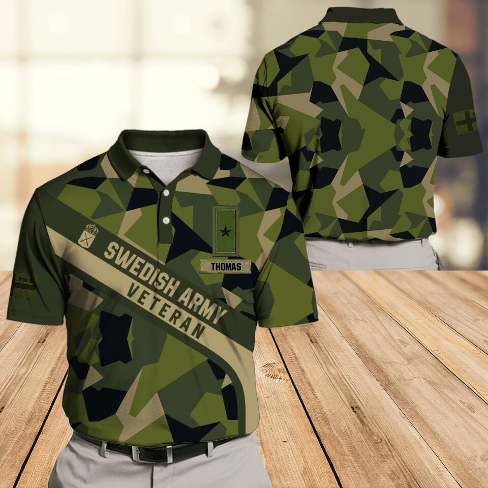 Personalized Swedish Army Veteran Polo Shirts 3D Printed DHDT1907