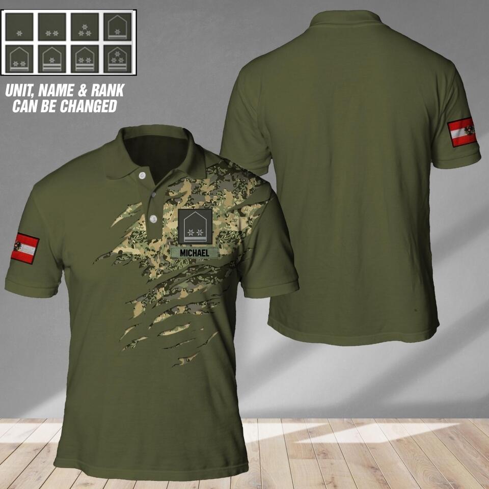 Personalized Austria Veteran/ Solider Camo Polo Shirts 3D Printed QTHC2007