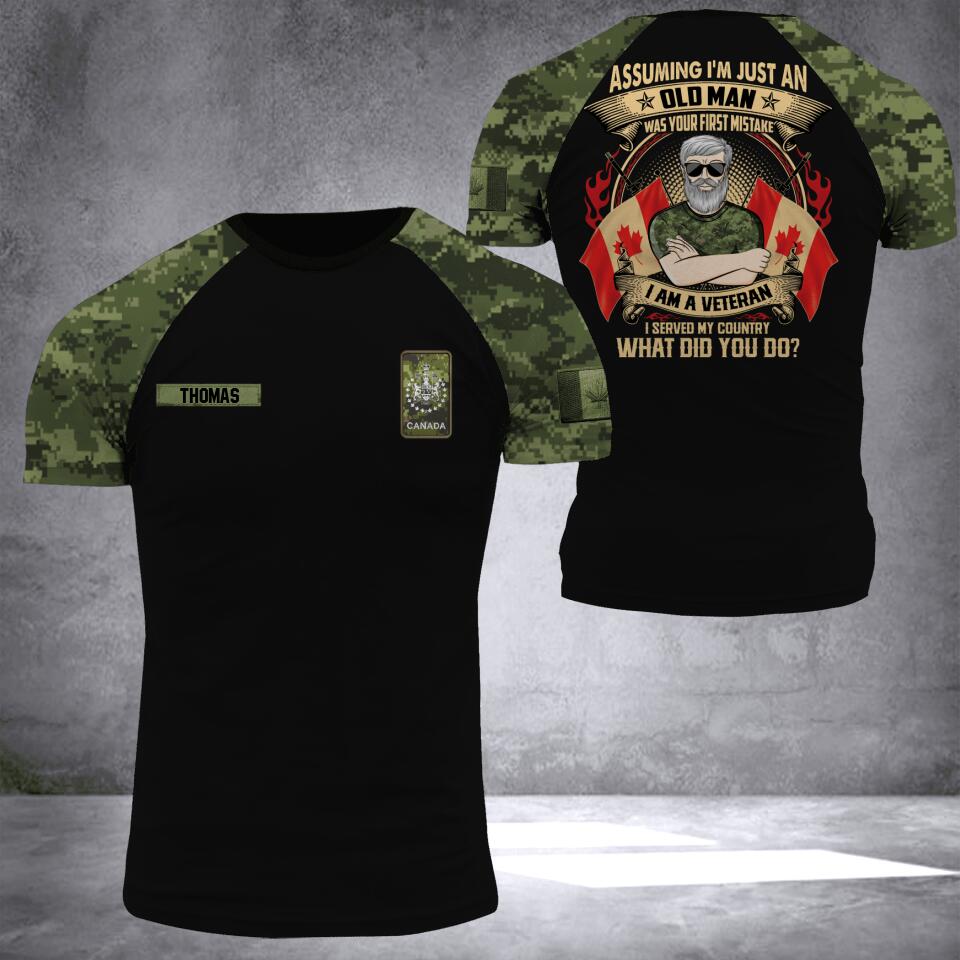 Personalized CANADA Assuming I'm Just An Old Man Soldier/ Veteran Tshirt 3D Printed DHDT2107