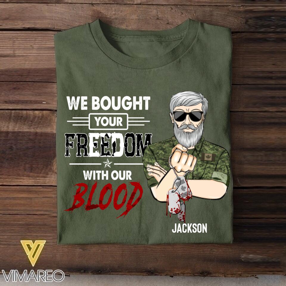 Personalized Canadian Veterans's/Soldier Tshirt Printed 22JUY-MA21