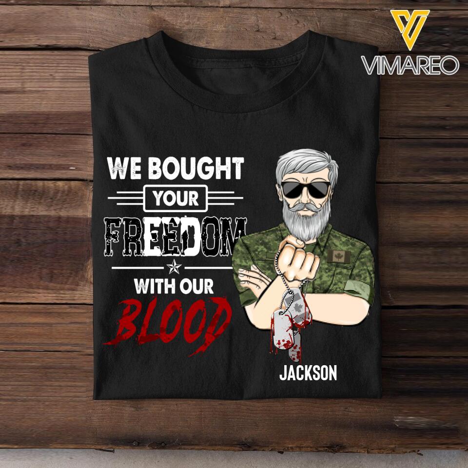 Personalized Canadian Veterans's/Soldier Tshirt Printed 22JUY-MA21