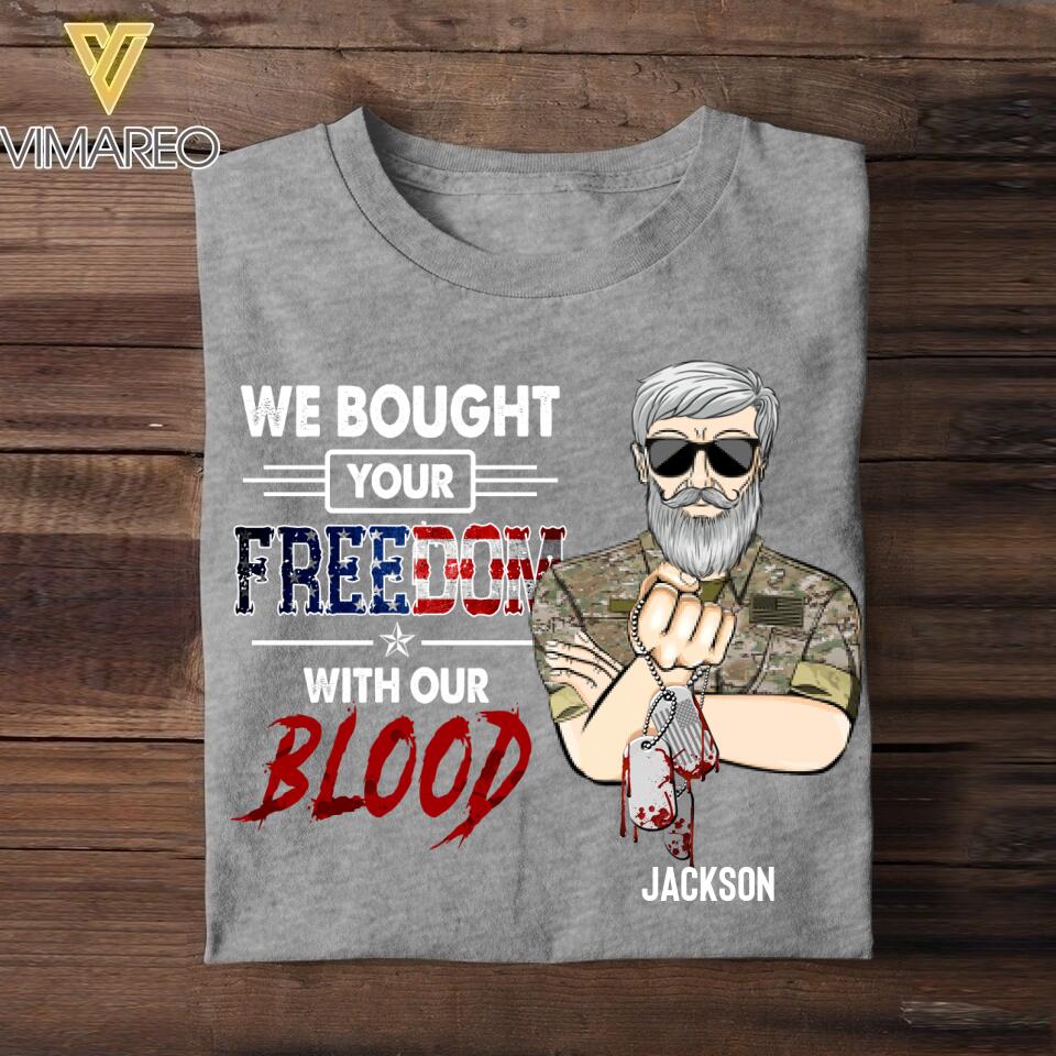 Personalized U.S Veterans's/Soldier Tshirt Printed 22JUY-MA21