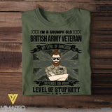 Personalized I'm Grumpy Old UK Veteran My Level Of Sarcasm Depends on Your Level Of Stupidity Tshirt Printed QTVQ2207
