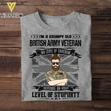 Personalized I'm Grumpy Old UK Veteran My Level Of Sarcasm Depends on Your Level Of Stupidity Tshirt Printed QTVQ2207