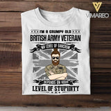 Personalized I'm Grumpy Old UK Veteran My Level Of Sarcasm Depends on Your Level Of Stupidity Tshirt Printed QTVQ2207
