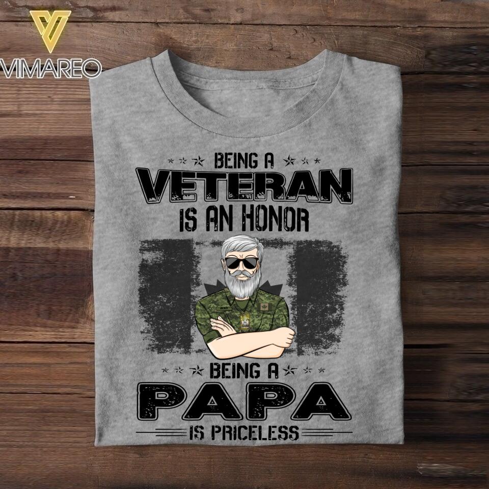 Personalized Being A Canadian Veteran Is An Honor Being A Papa Is Priceless Tshirt Printed QTVQ2207