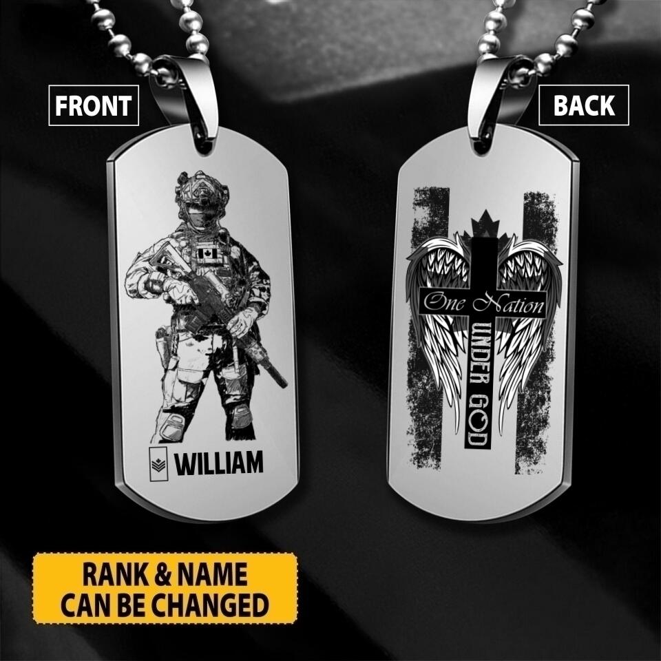 Personalized One Nation Under God Canadian Solider/ Veteran Printed QTDT2507