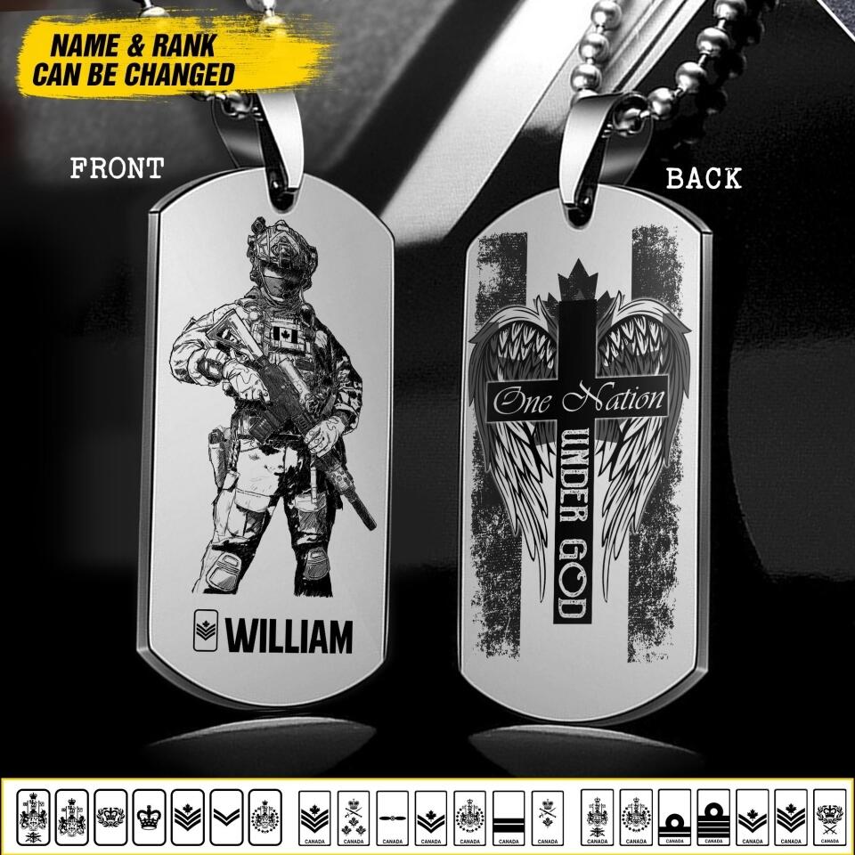 Personalized One Nation Under God Canadian Solider/ Veteran Printed QTDT2507