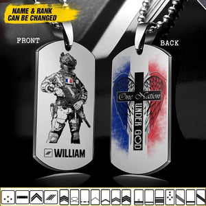 Personalized One Nation Under God French Solider/ Veteran Printed QTDT2507