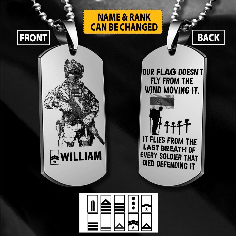 Personalized Spanish Solider/ Veterans Necklaces 
Printed 22JUY-HC25