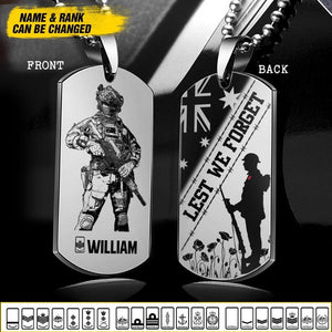 Personalized Lest We Forget Australian Solider/ Veteran Necklaces  Printed QTDT2207