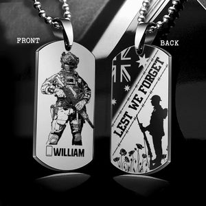 Personalized Lest We Forget Australian Solider/ Veteran Necklaces  Printed QTDT2207